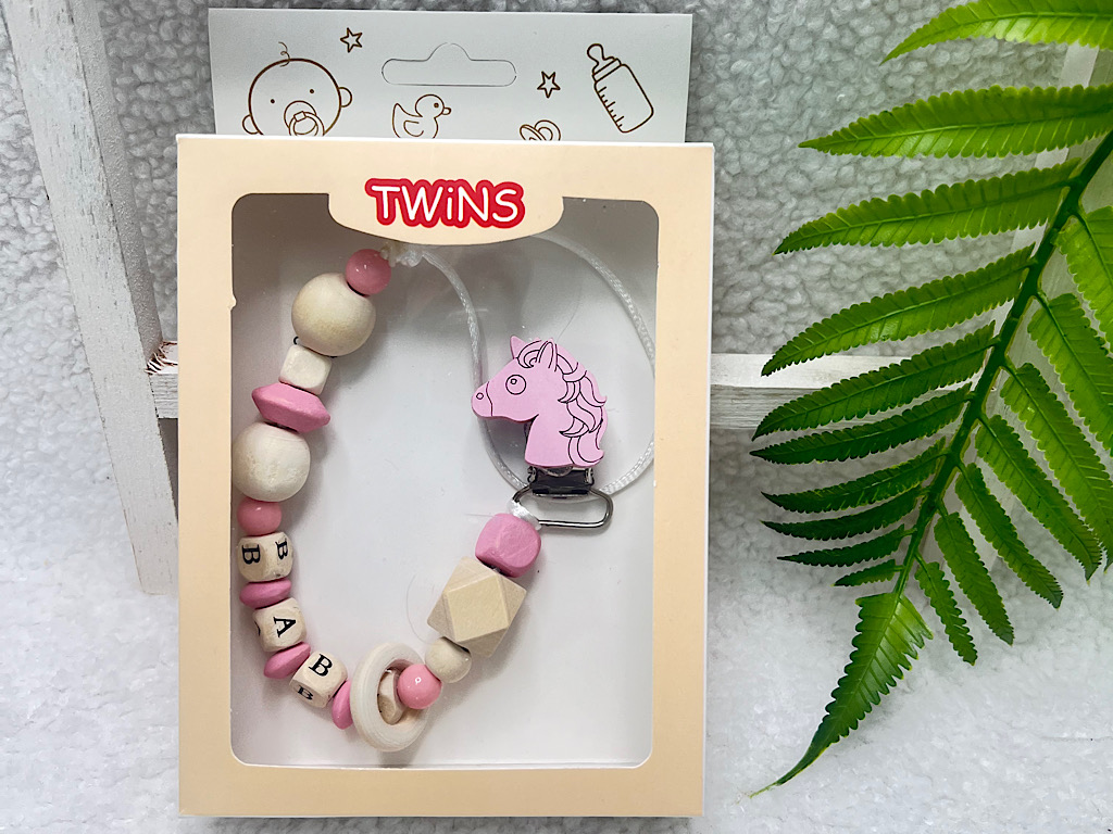 بند پستانک چوبی نوزادی  TWINS