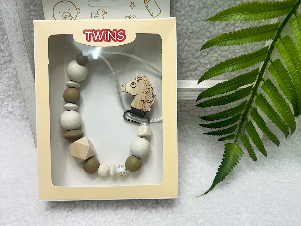 بند پستانک چوبی نوزادی  TWINS