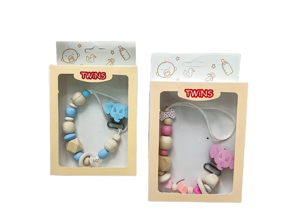 بند پستانک چوبی نوزادی  TWINS