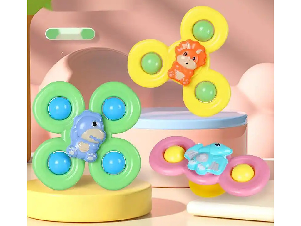 اسپینر جغجغه ای چسبان 3 عددی اسباب بازی طرح دایناسور