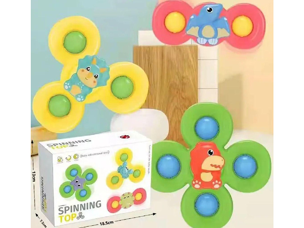 اسپینر جغجغه ای چسبان 3 عددی اسباب بازی طرح دایناسور