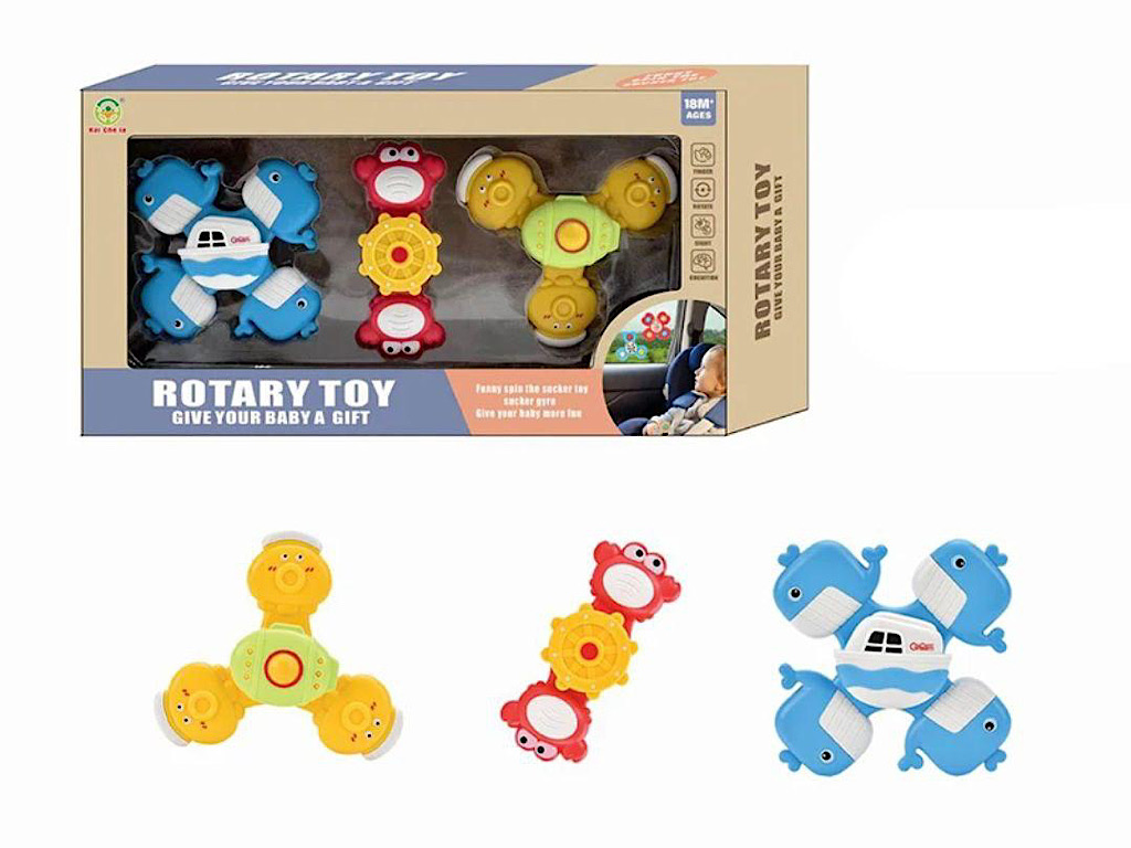 اسپینر چسبان 3 عددی اسباب بازی حیوانات و دریایی Rotary Toy