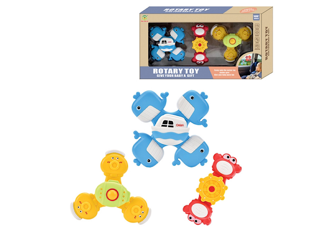 اسپینر چسبان 3 عددی اسباب بازی حیوانات و دریایی Rotary Toy