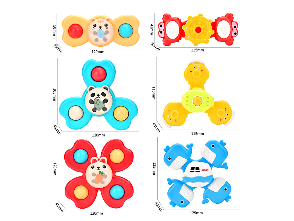 اسپینر چسبان 3 عددی اسباب بازی حیوانات و دریایی Rotary Toy