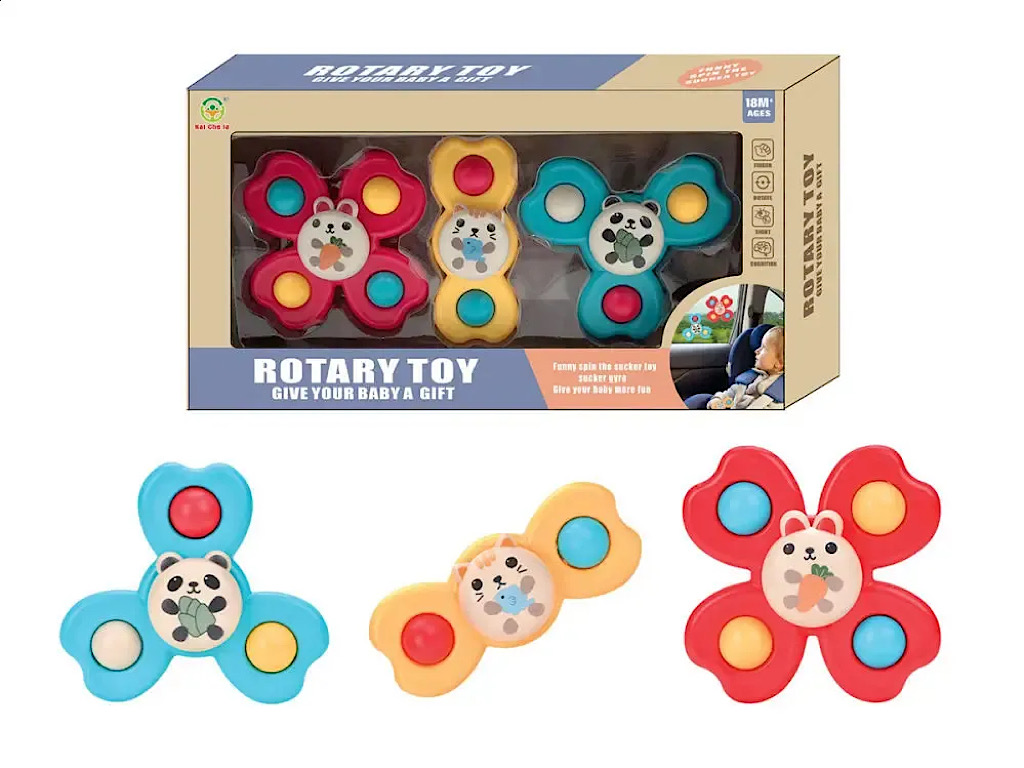 اسپینر چسبان 3 عددی اسباب بازی حیوانات و دریایی Rotary Toy