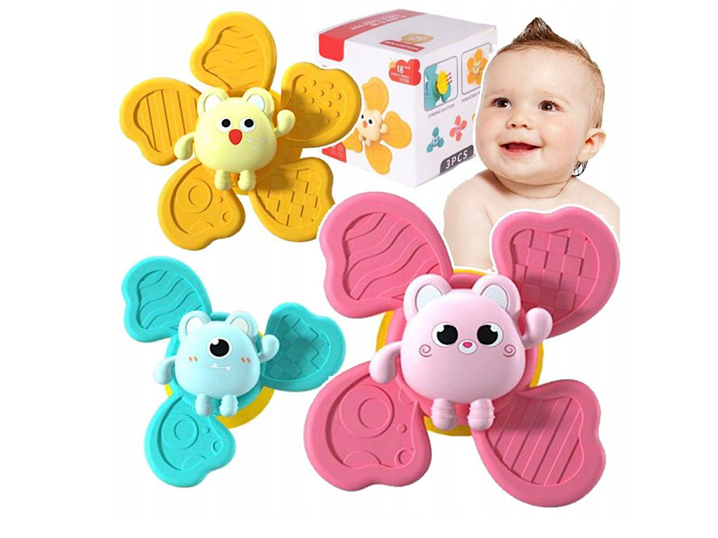 اسپینر چسبان جغجغه ای 3 عددی طرح گل