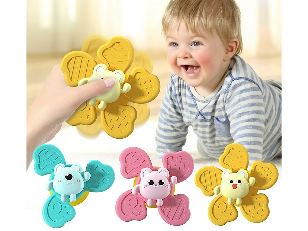 اسپینر چسبان جغجغه ای 3 عددی طرح گل