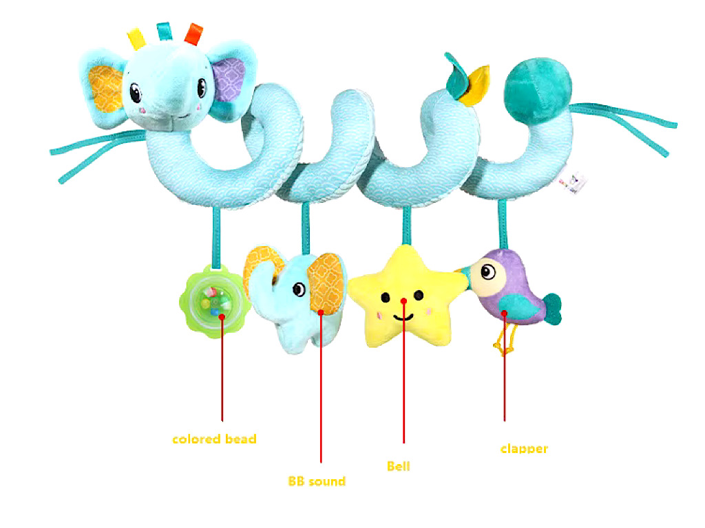 آویز تخت و کریر مارپیچی  و جغجغه ای عروسکی world