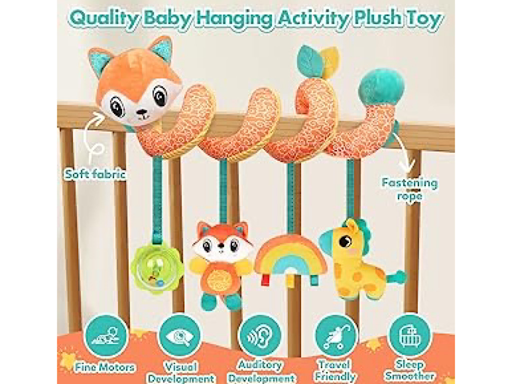 آویز تخت و کریر مارپیچی  و جغجغه ای عروسکی world