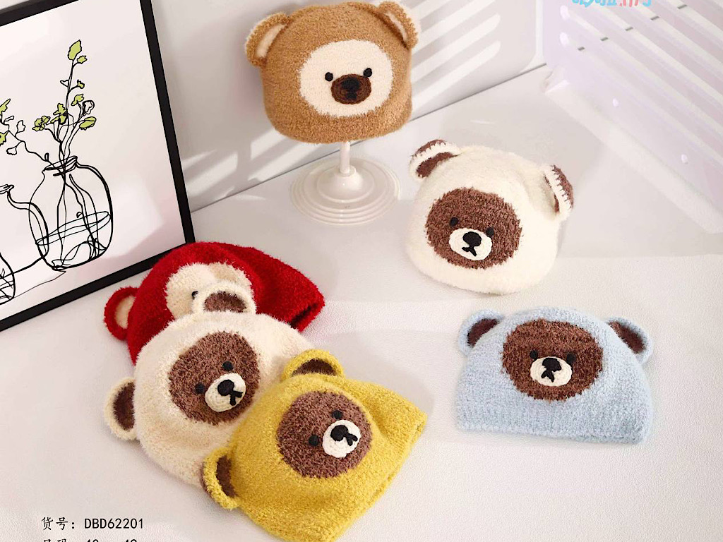 کلاه بافت موهر طرح تدی دو گوش با آستر نخی DUDULA