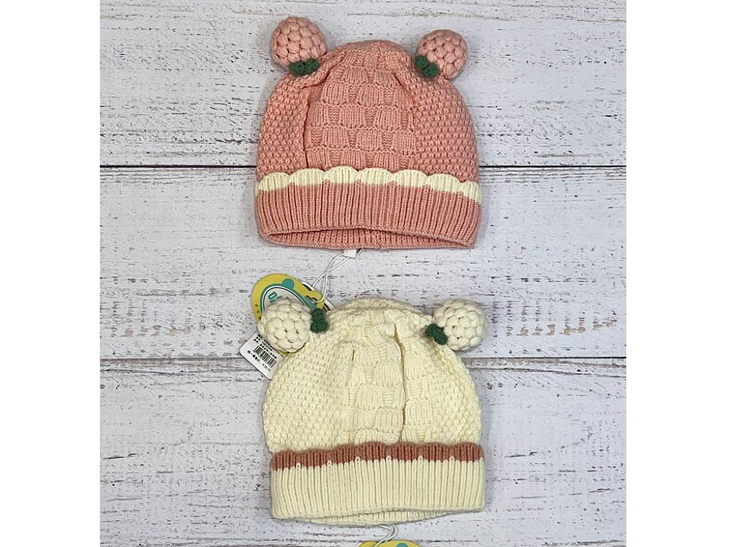 کلاه بافت طرح تدی توت فرنگی با آستر نخی DUDULA