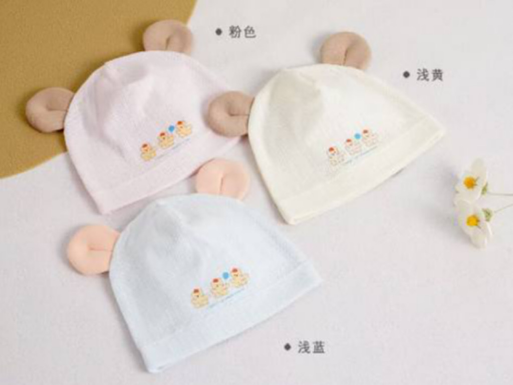 کلاه نخی نوزادی گوشدار با طرح خرس  سایز 0-3 ماه  Dudula