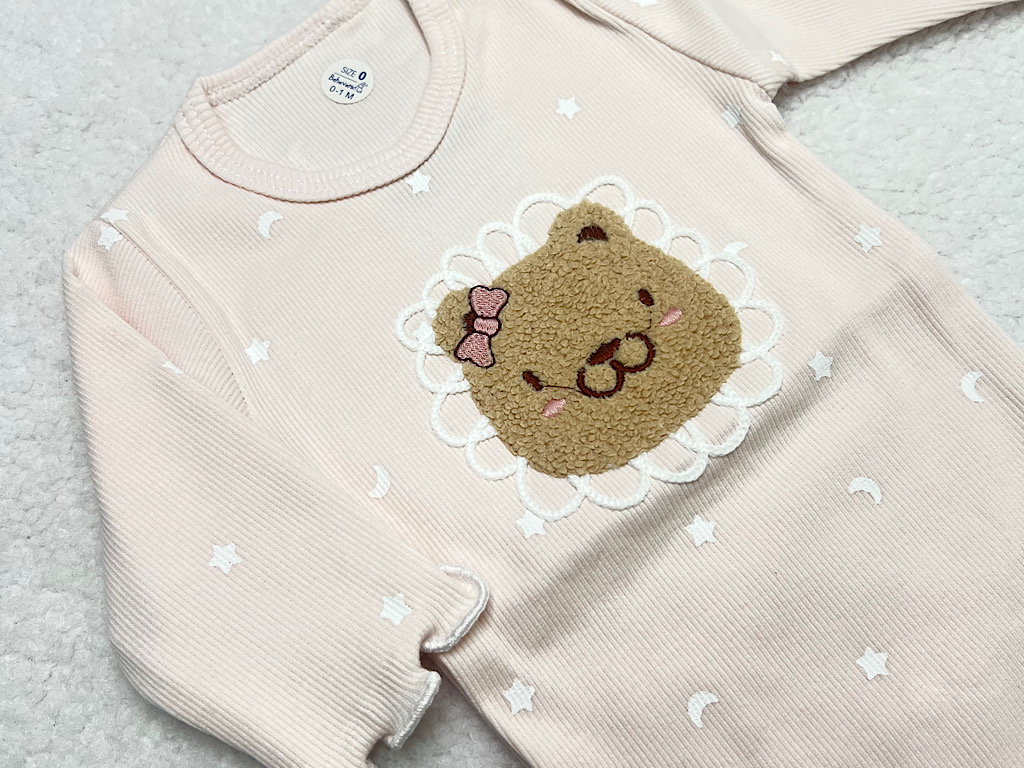 بادی آستین بلند نوزادی دخترانه طرح هیوا به آوران behavaran