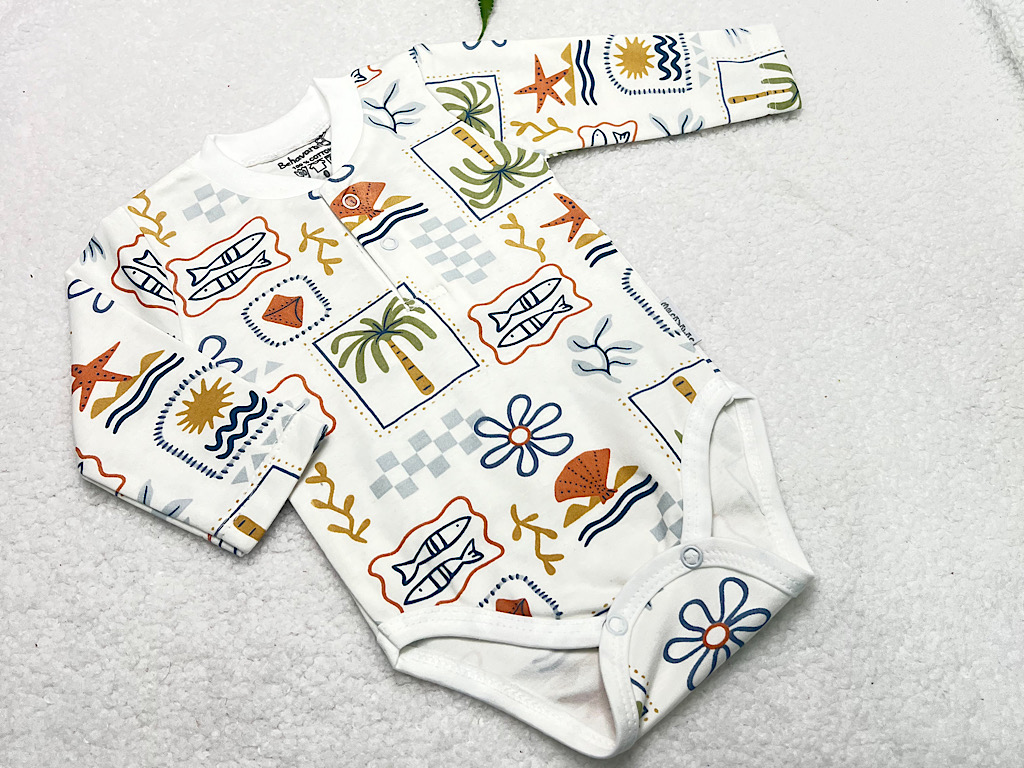 بادی آستین بلند نوزادی طرح هاوایی به آوران behavaran