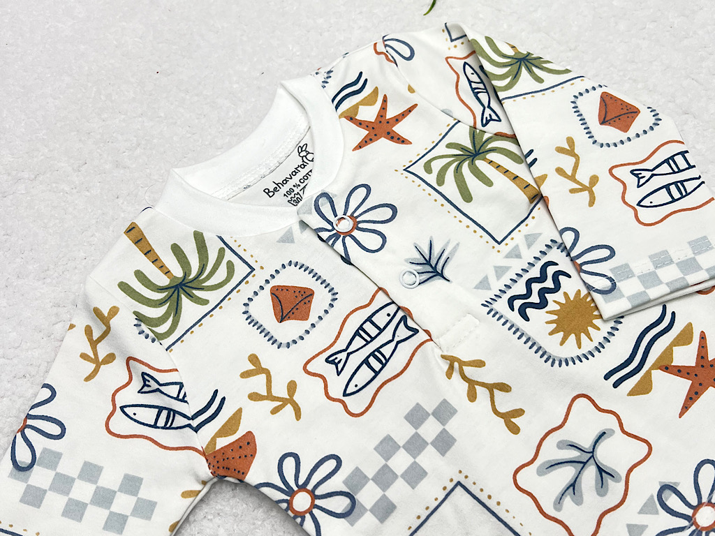 بلوز آستین بلند نوزادی طرح هاوایی به آوران behavaran