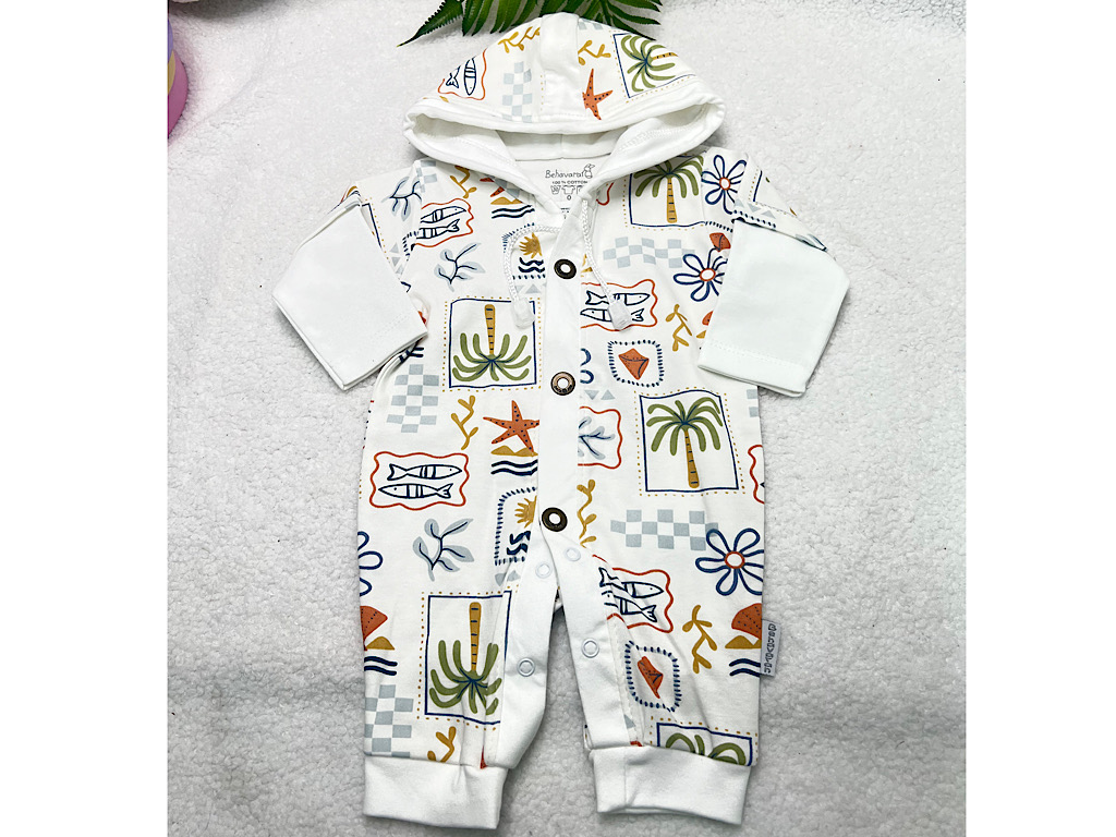 سرهمی کلاهدار نوزادی طرح هاوایی به آوران Behavaran