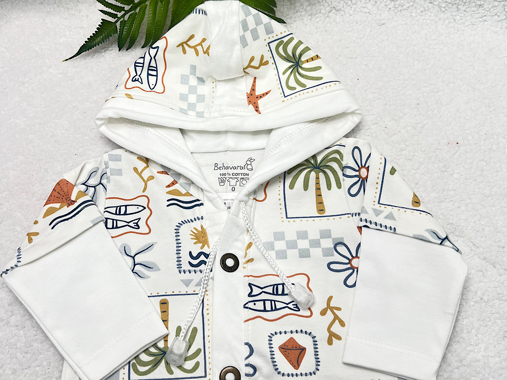 سرهمی کلاهدار نوزادی طرح هاوایی به آوران Behavaran