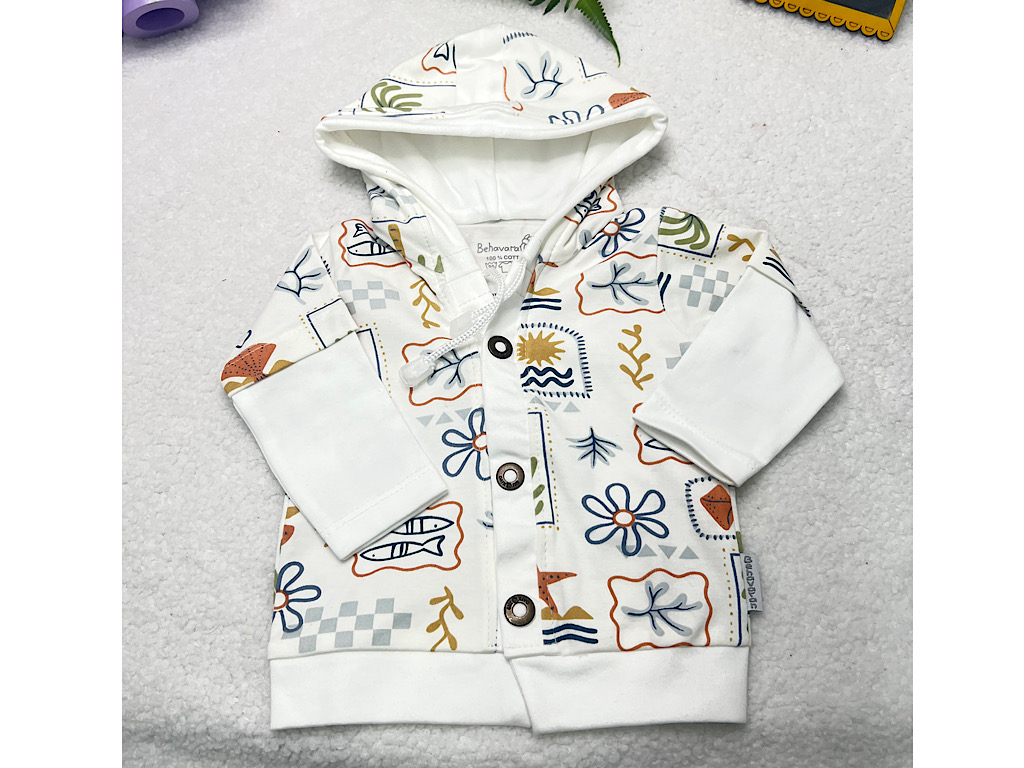 سوییشرت کلاهدار نوزادی طرح هاوایی به آوران behavaran
