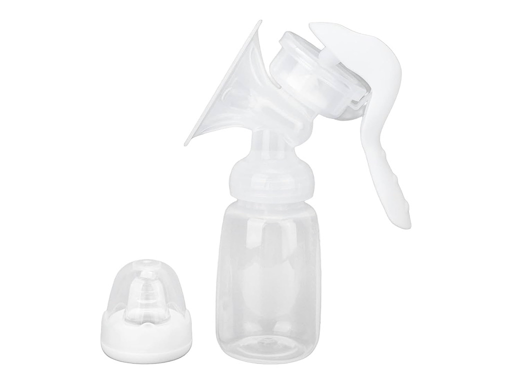 شیردوش دستی پمپی  همراه با شیشه شیر 150 میلی لیتری