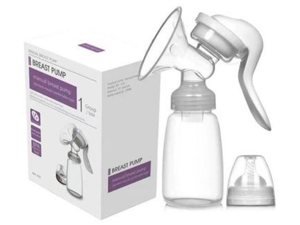 شیردوش دستی پمپی  همراه با شیشه شیر 150 میلی لیتری