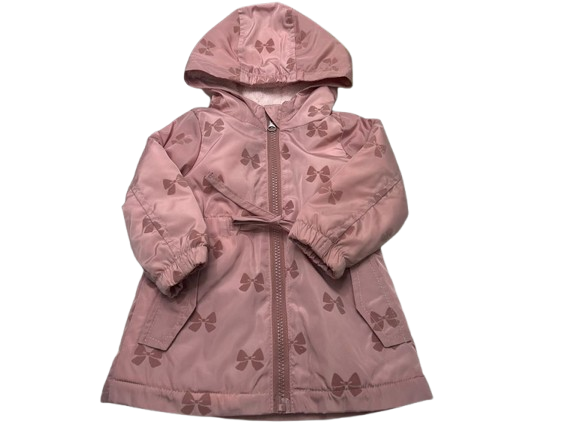 کاپشن کلاهدار توکرکی دخترانه رنگ صورتی طرح پاپیون نیوبورن