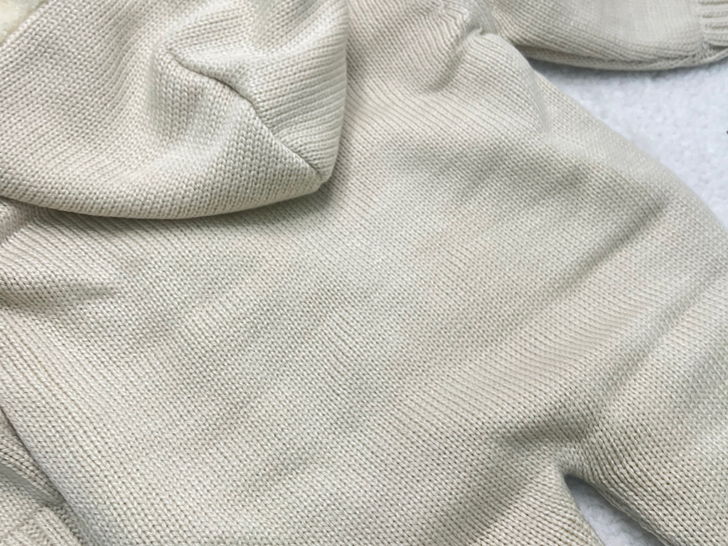 سرهمی بافت توکرکی نوزادی با کلاه خزدار کرم رنگ Aldiana