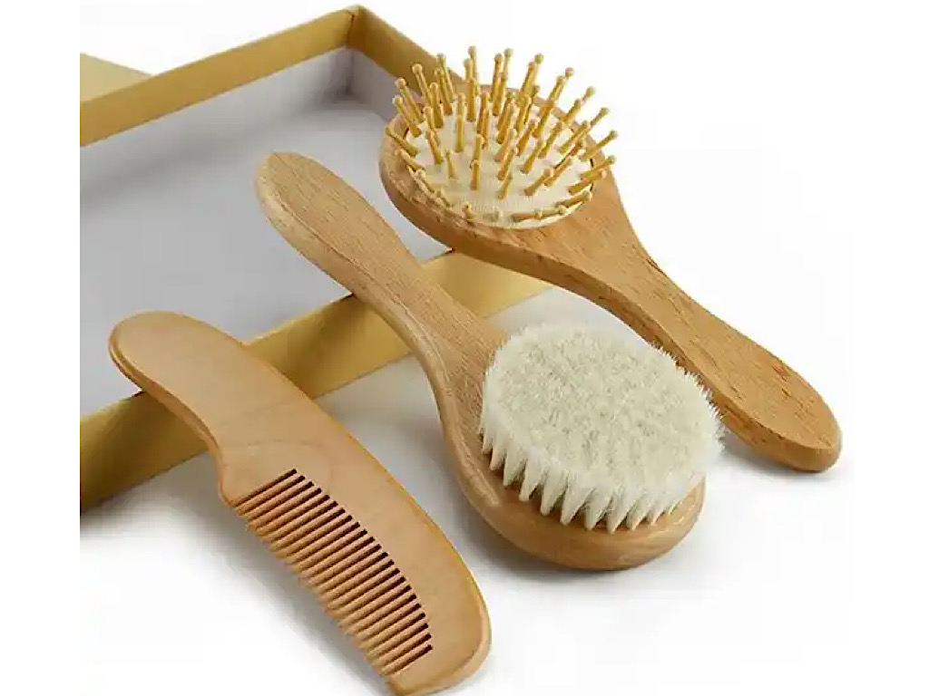 ست شانه و برس سه تکه چوبی نوزاد اونت AVENT