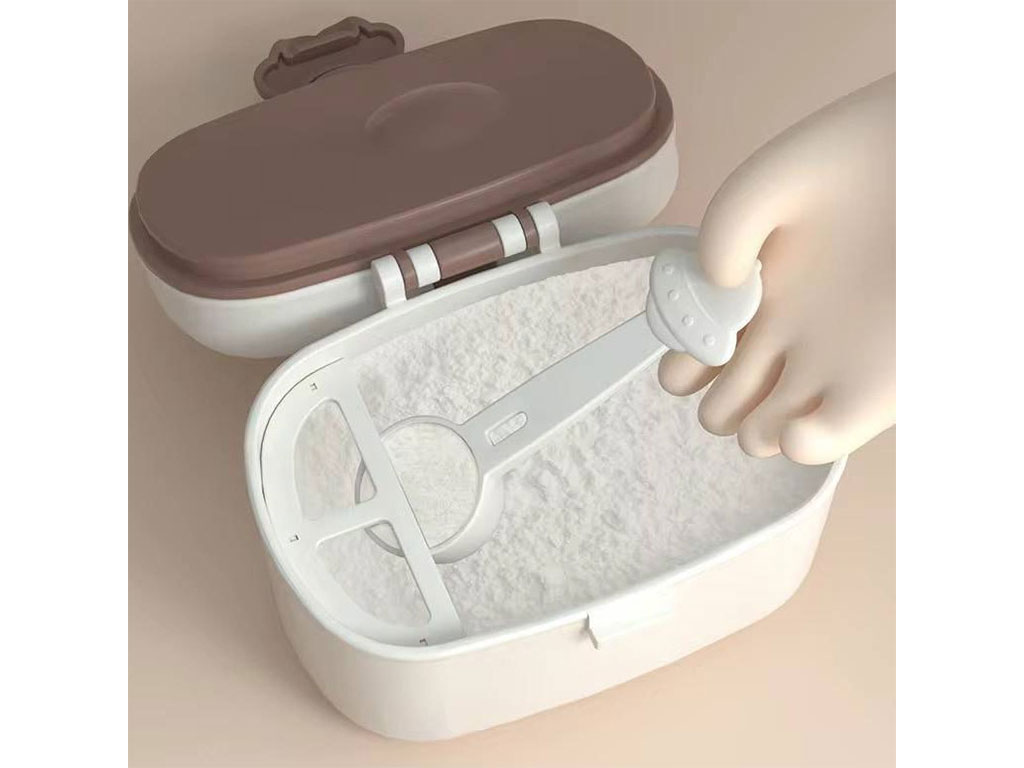 ظرف ذخیره شیر خشک پیمانه دار و چنگال دار 380 میل نوزادی طرح پنجه تدی