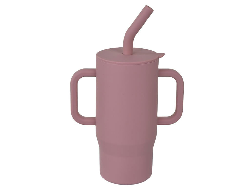 لیوان سیلیکونی نی دار آموزشی کودک دو دستگیره دار