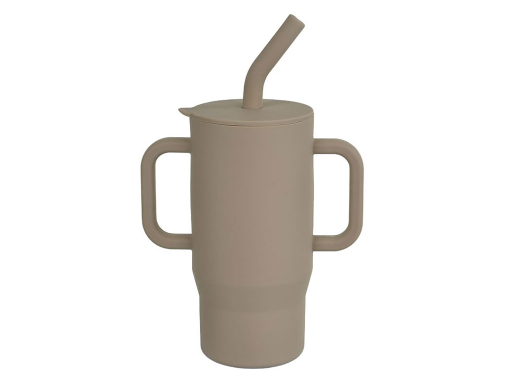 لیوان سیلیکونی نی دار آموزشی کودک دو دستگیره دار