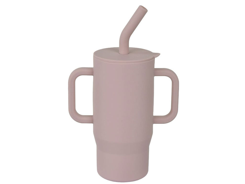 لیوان سیلیکونی نی دار آموزشی کودک دو دستگیره دار