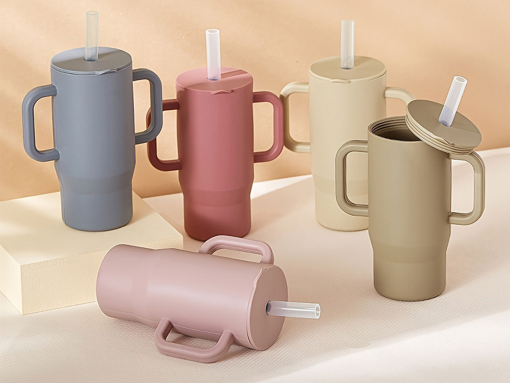 لیوان سیلیکونی نی دار آموزشی کودک دو دستگیره دار