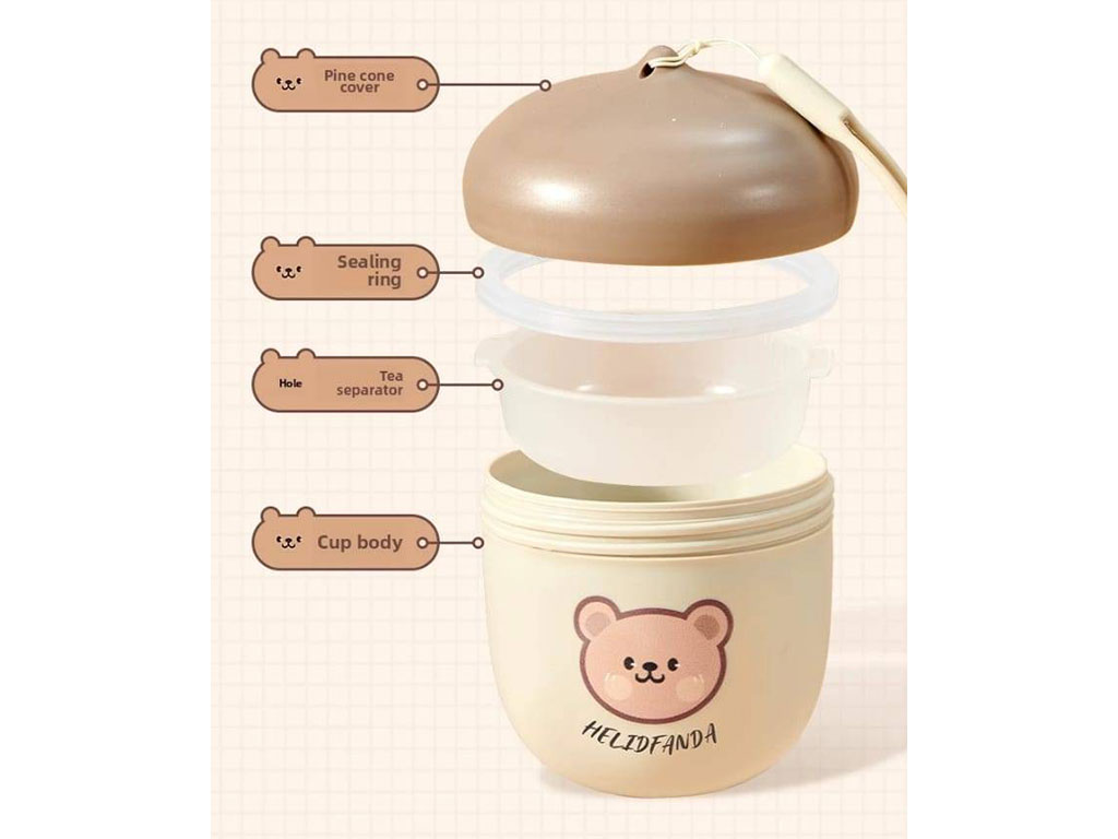 انبار و ظرف ذخیره شیر خشک و غذا 320 میل طرح بلوط با عکس تدی