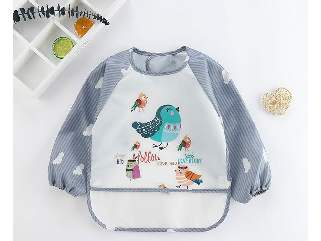 پیشبند آستین دار طرح دار کودک کیسه دار 8 سانتی