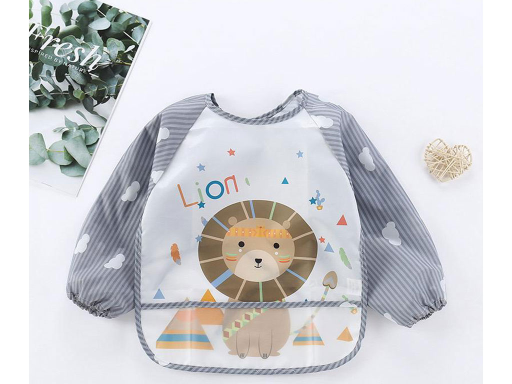 پیشبند آستین دار طرح دار کودک کیسه دار 8 سانتی