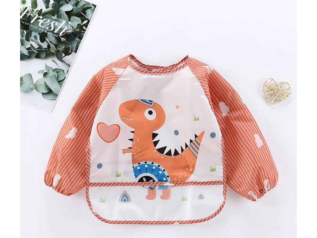 پیشبند آستین دار طرح دار کودک کیسه دار 8 سانتی