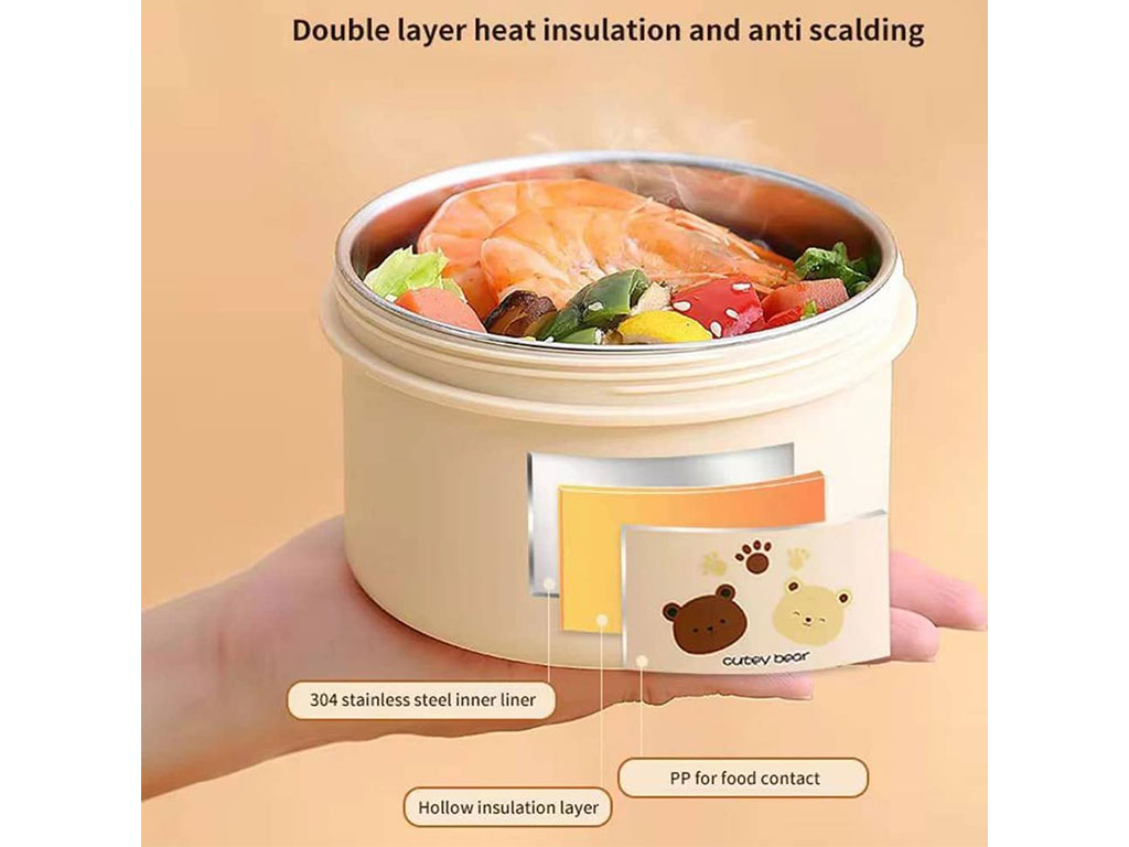 فلاسک و ظرف غذا استیل حجم 600 میلی لیتر خرس تدی