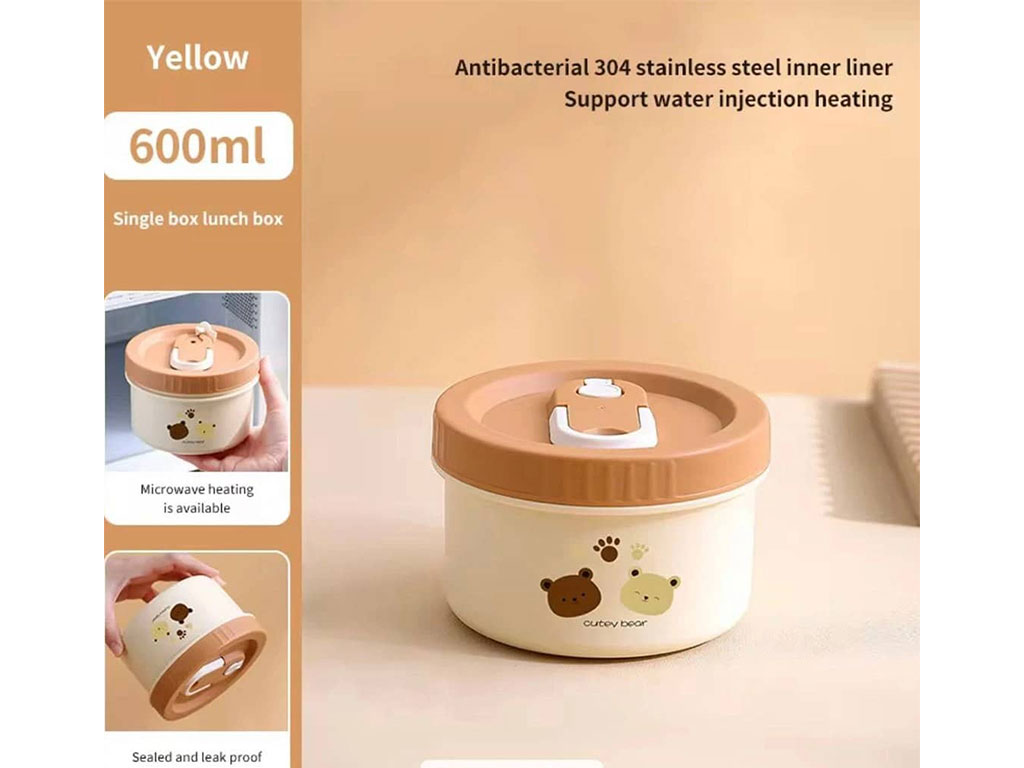 فلاسک و ظرف غذا استیل حجم 600 میلی لیتر خرس تدی