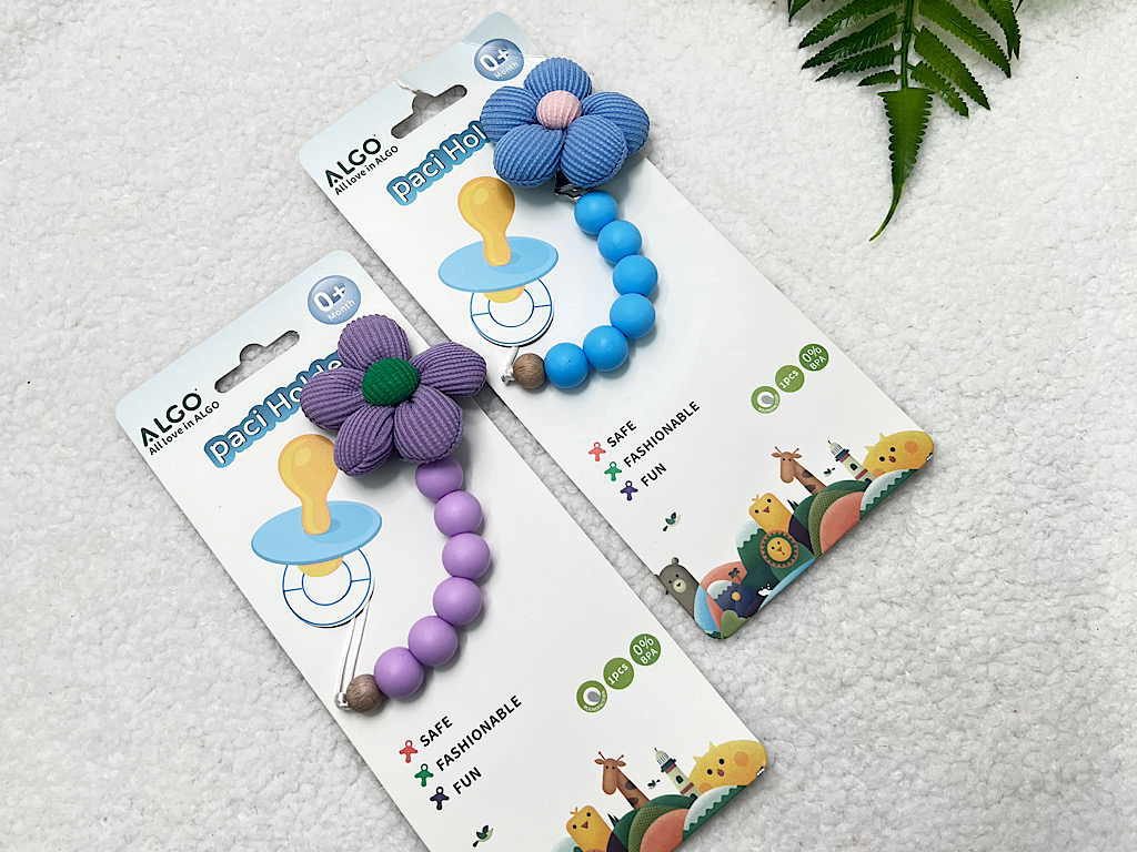 بند پستانک سیلیکونی مهره ای طرح گل