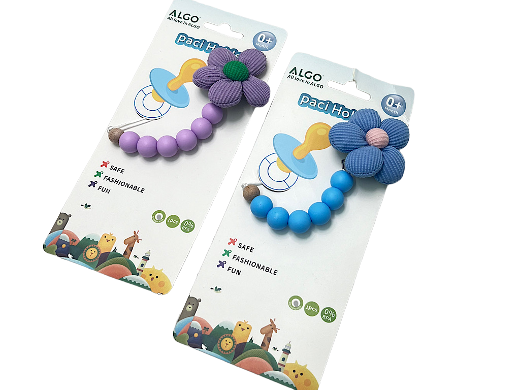 بند پستانک سیلیکونی مهره ای طرح گل