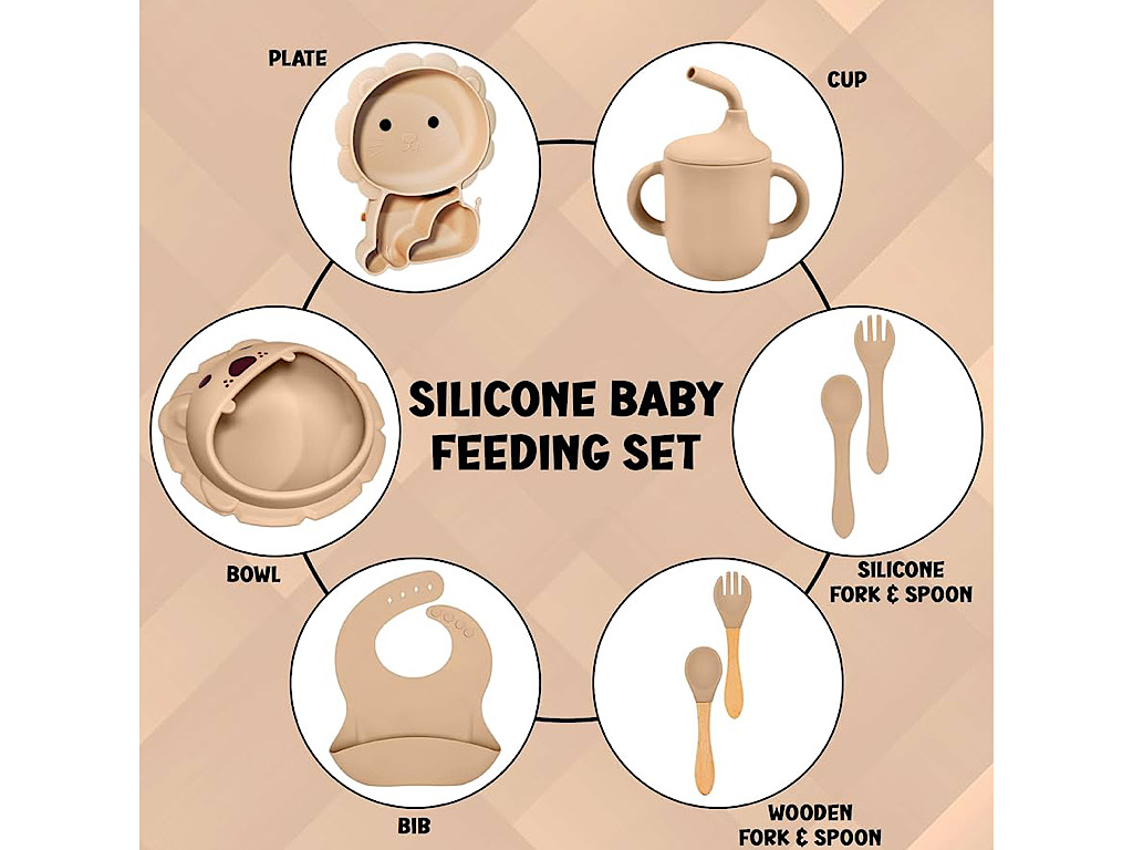 ست ظرف غذا سیلیکونی 9 تکه طرح شیر