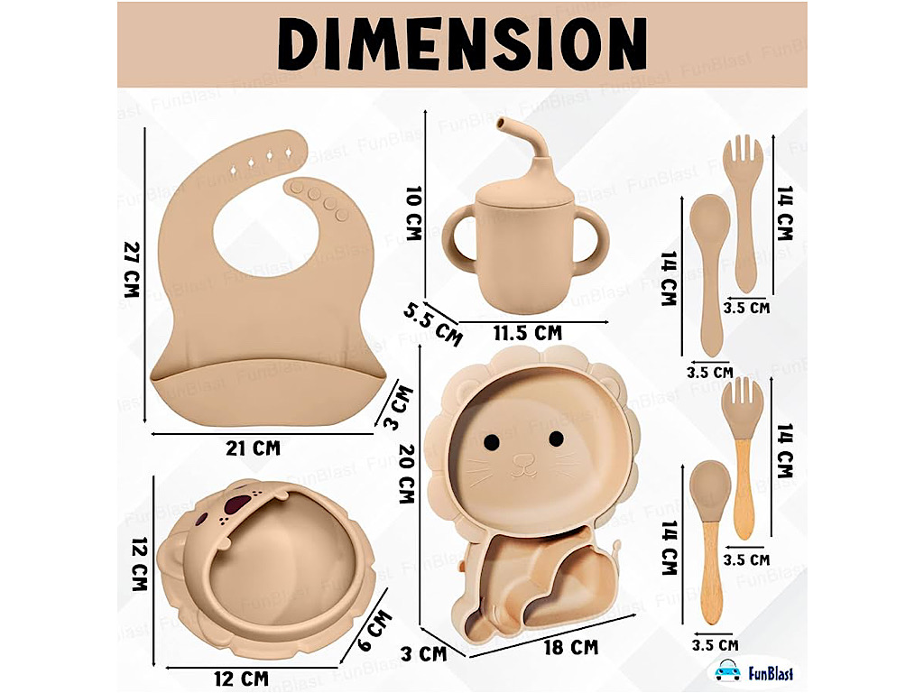 ست ظرف غذا سیلیکونی 9 تکه طرح شیر