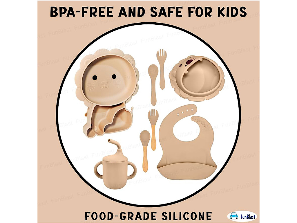 ست ظرف غذا سیلیکونی 9 تکه طرح شیر