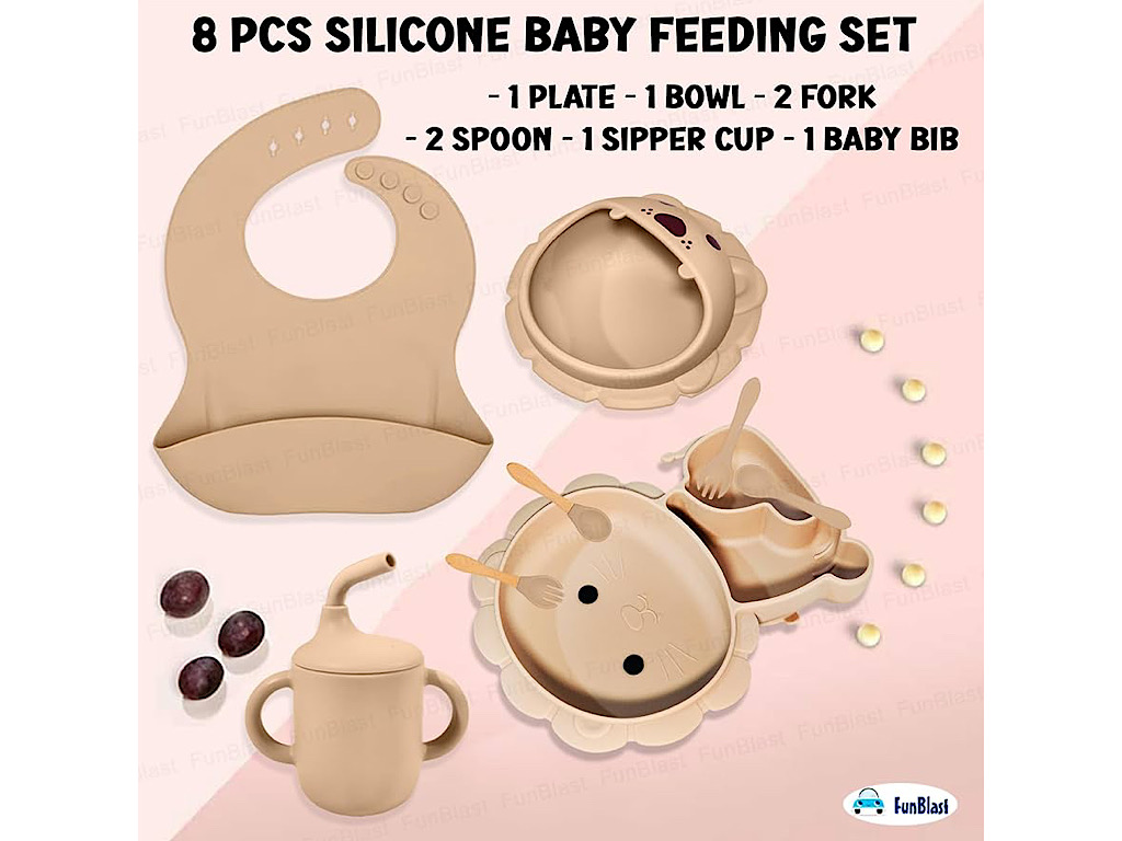 ست ظرف غذا سیلیکونی 9 تکه طرح شیر