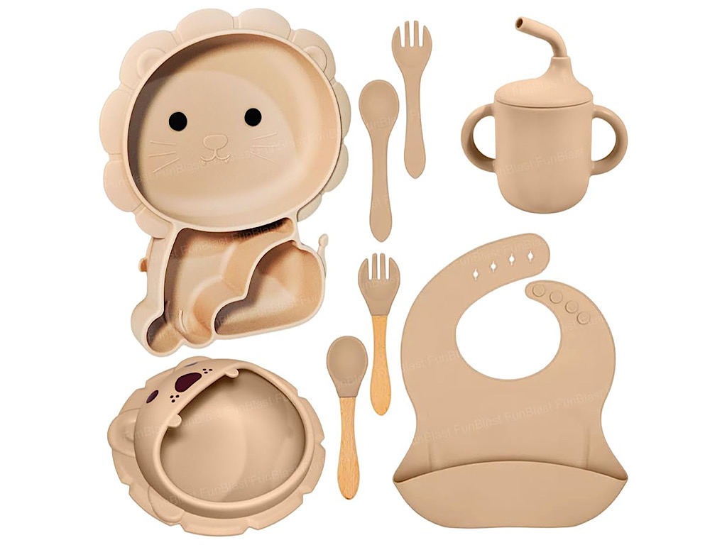 ست ظرف غذا سیلیکونی 9 تکه طرح شیر