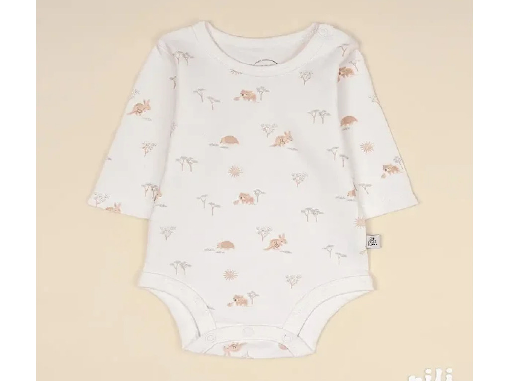 بادی آستین بلند نوزادی طرح کانگورو و دوستان نیلی nili