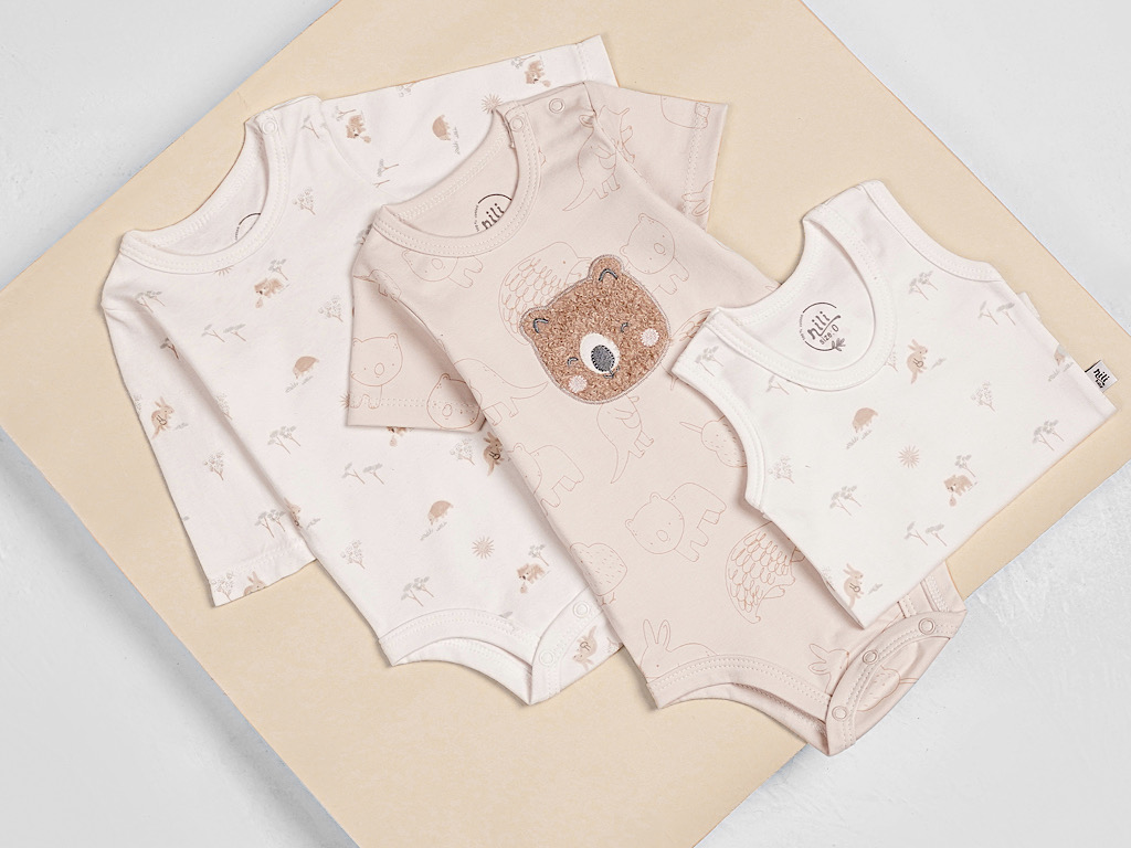 بادی آستین بلند نوزادی طرح کانگورو و دوستان نیلی nili