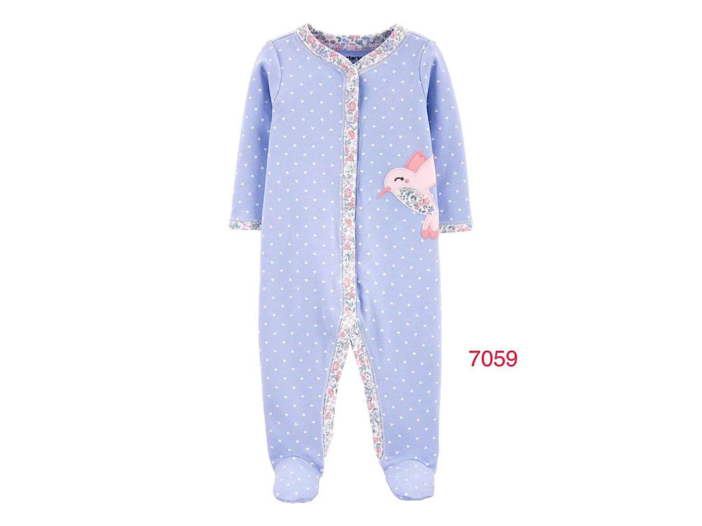 سرهمی جورابدار نوزادی آبی رنگ طرح پرنده کارترز carters