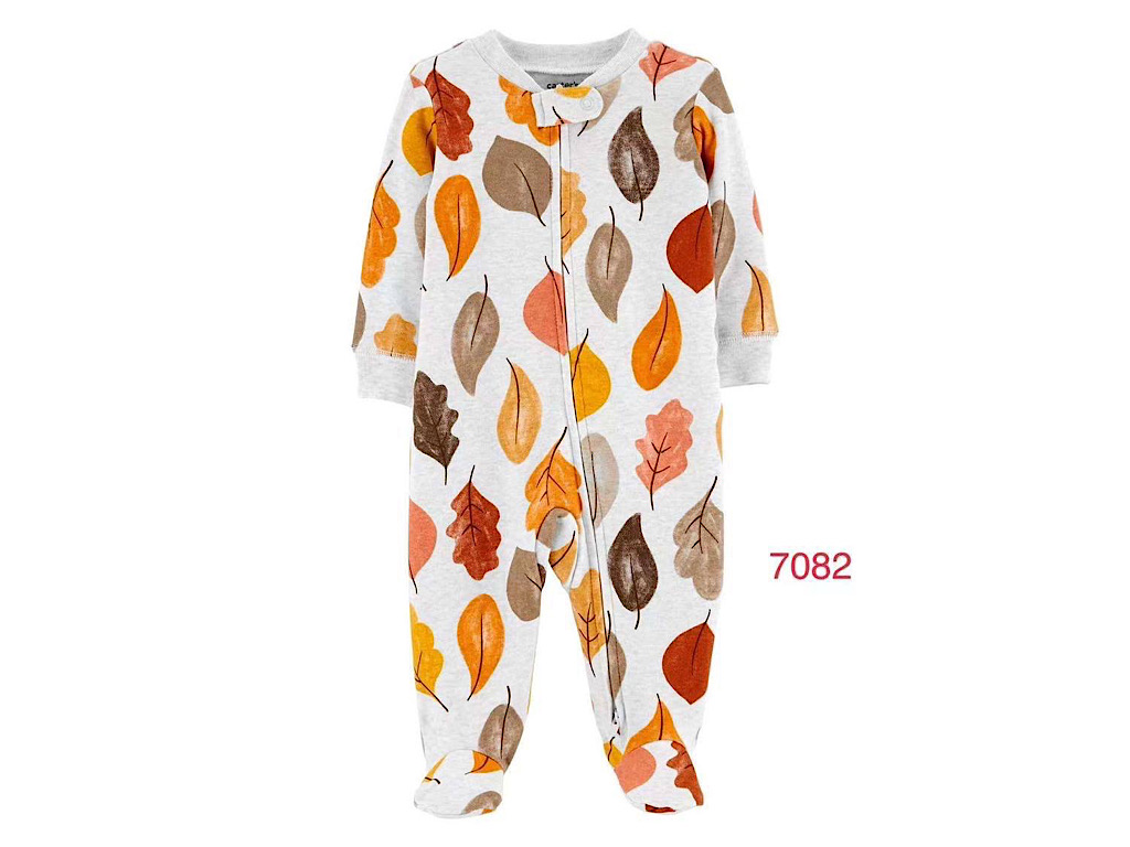 سرهمی جورابدار نوزادی طوسی رنگ طرح پاییز کارترز carters