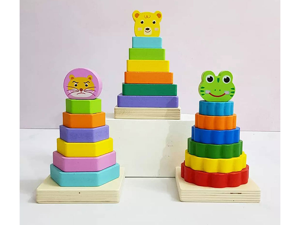 برج هوش چوبی مدل خرس اسباب بازی